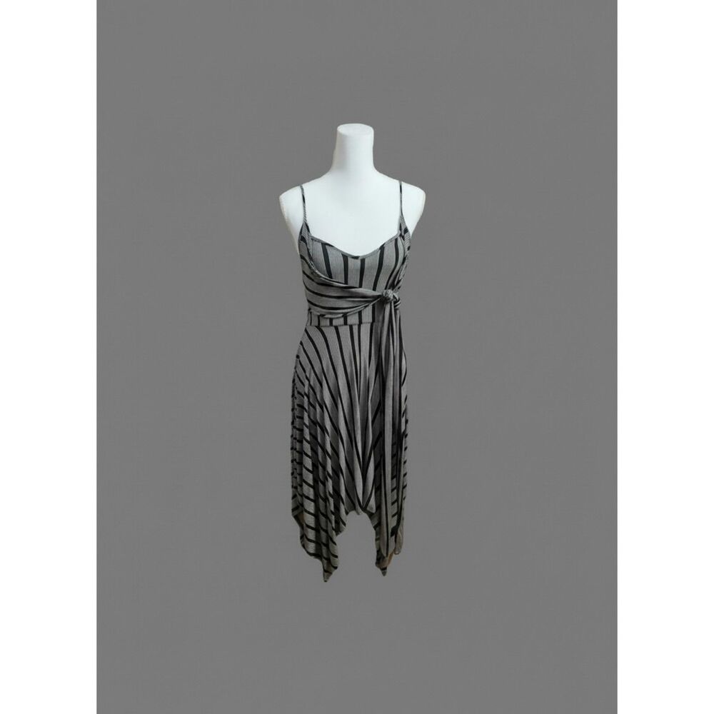 Alya Black & White Striped Handkerchief Hem Dress